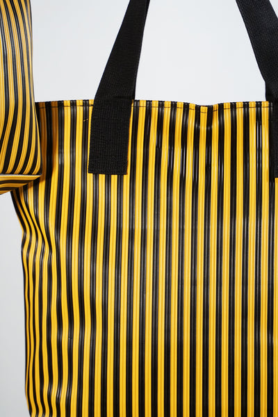 STRIPED CANVAS TOTE BAG - Yellow