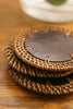 Circle Wood Wicker Coaster Set