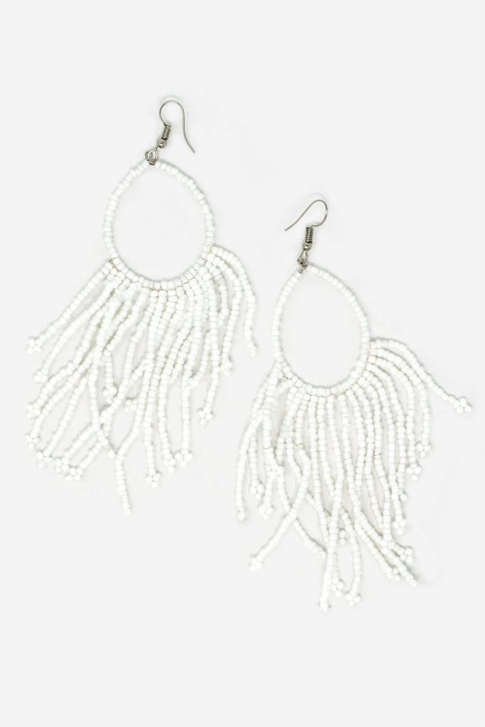 Beaded Bali Hoop Earrings